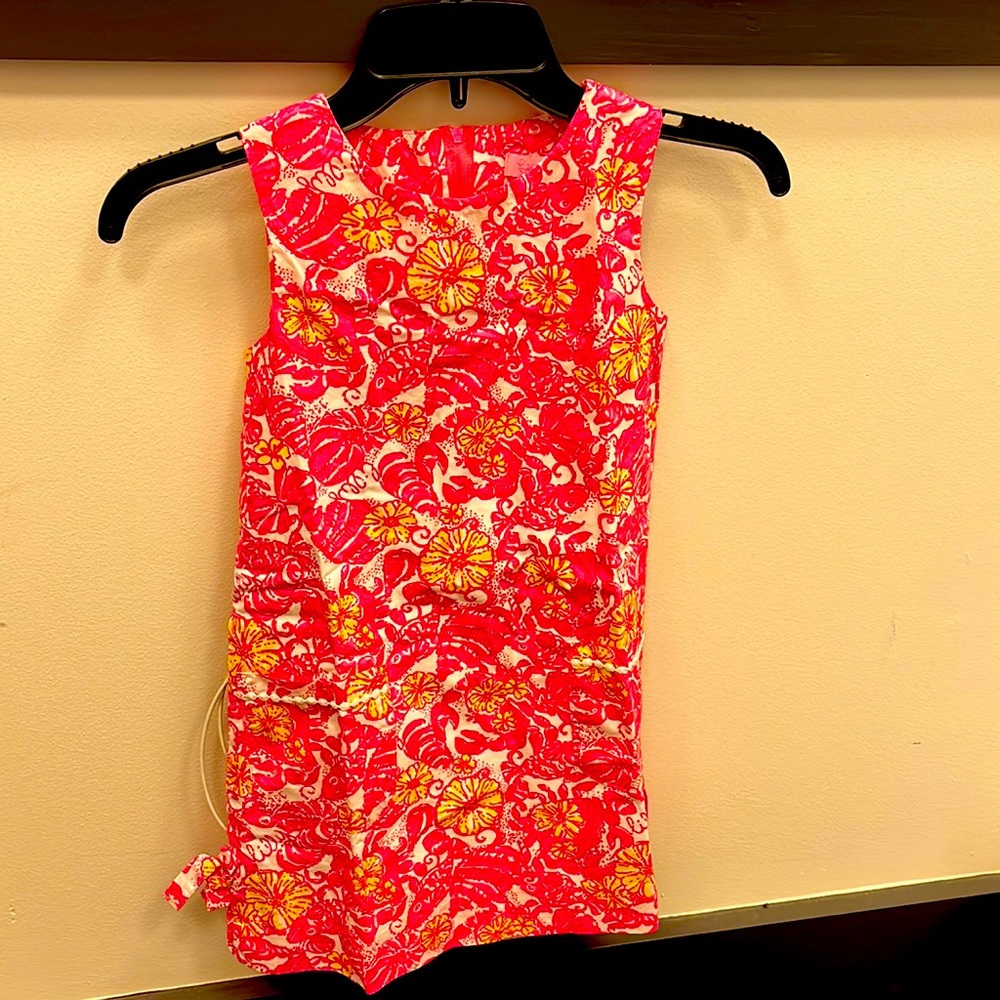 Lilly Pulitzer girls pink and yellow floral classic shift dress size 7